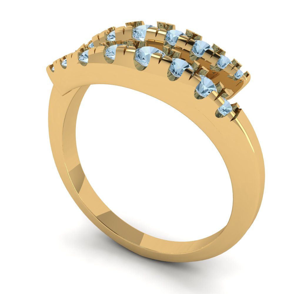 0.235 cttw Natural Sky Blue Topaz Round Cut Yellow Gold Eternity Wedding Band