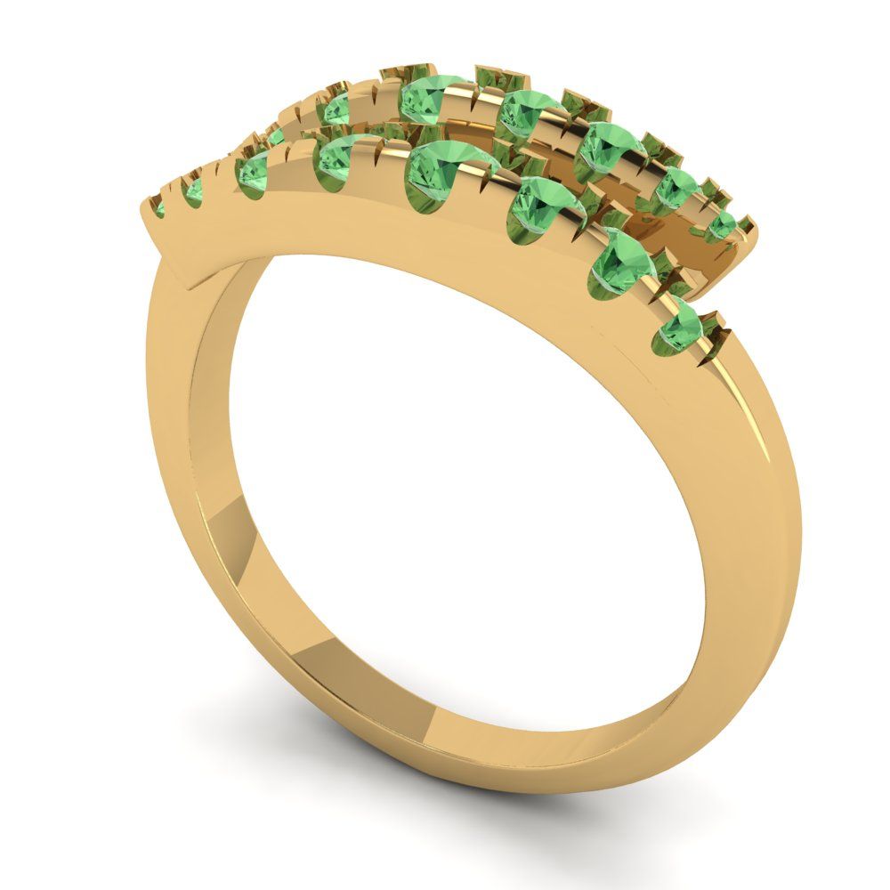 0.235 cttw Simulated Green Diamond Round Cut Yellow Gold Eternity Wedding Band