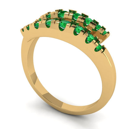 0.235 cttw Simulated Emerald Round Cut Yellow Gold Eternity Wedding Band