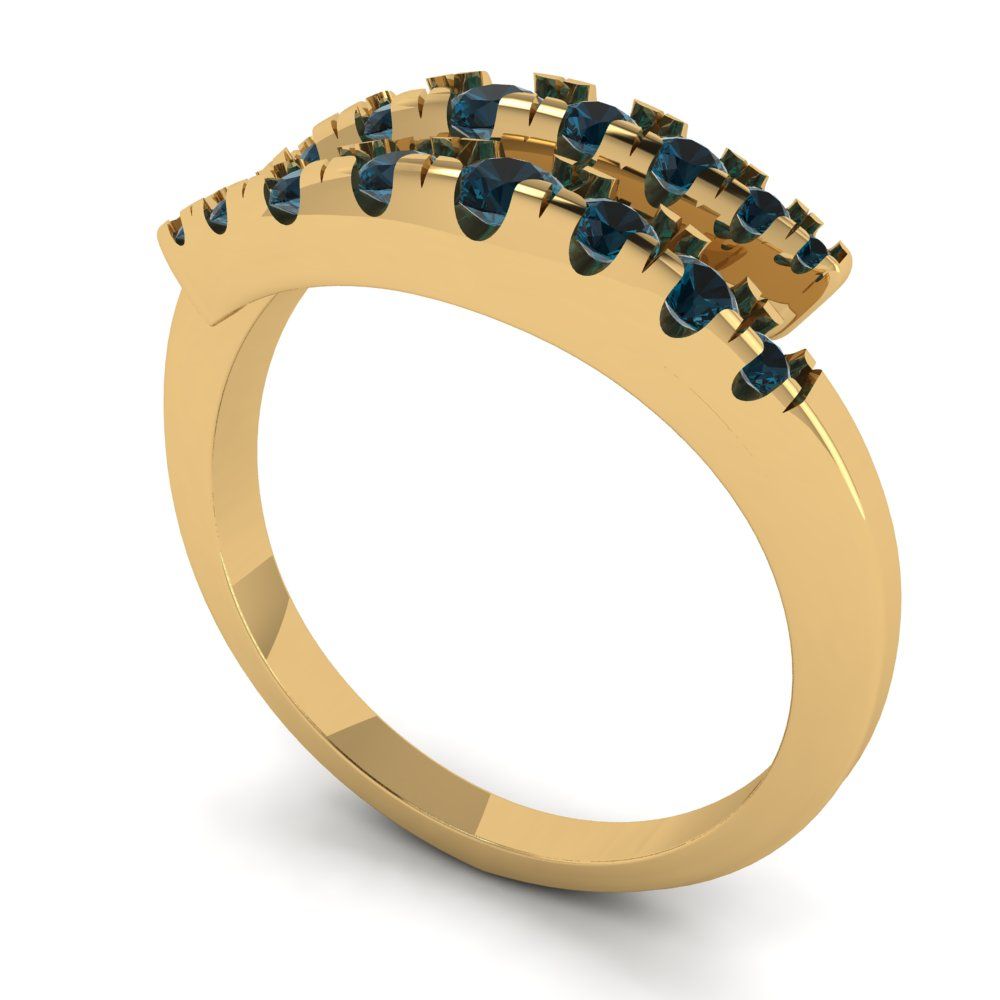 0.235 cttw Natural London Blue Topaz Round Cut Yellow Gold Eternity Wedding Band