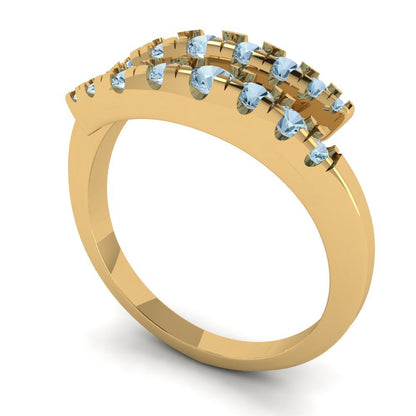0.235 cttw Natural Aquamarine Round Cut Yellow Gold Eternity Wedding Band