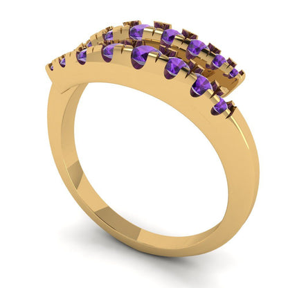0.235 cttw Natural Amethyst Round Cut Yellow Gold Eternity Wedding Band