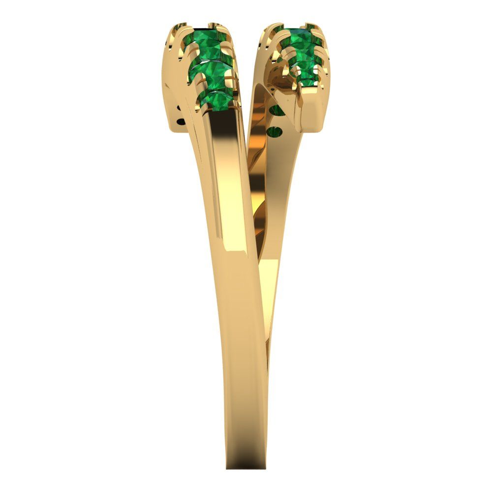 0.235 cttw Simulated Emerald Round Cut Yellow Gold Eternity Wedding Band