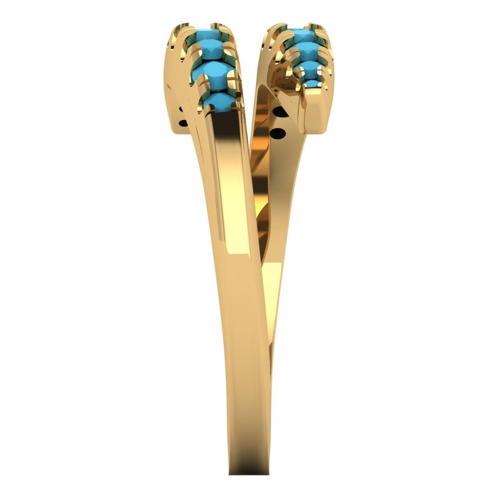 0.235 cttw Simulated Turquoise Round Cut Yellow Gold Eternity Wedding Band