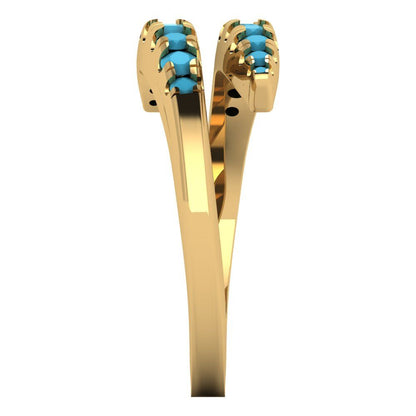 0.235 cttw Simulated Turquoise Round Cut Yellow Gold Eternity Wedding Band