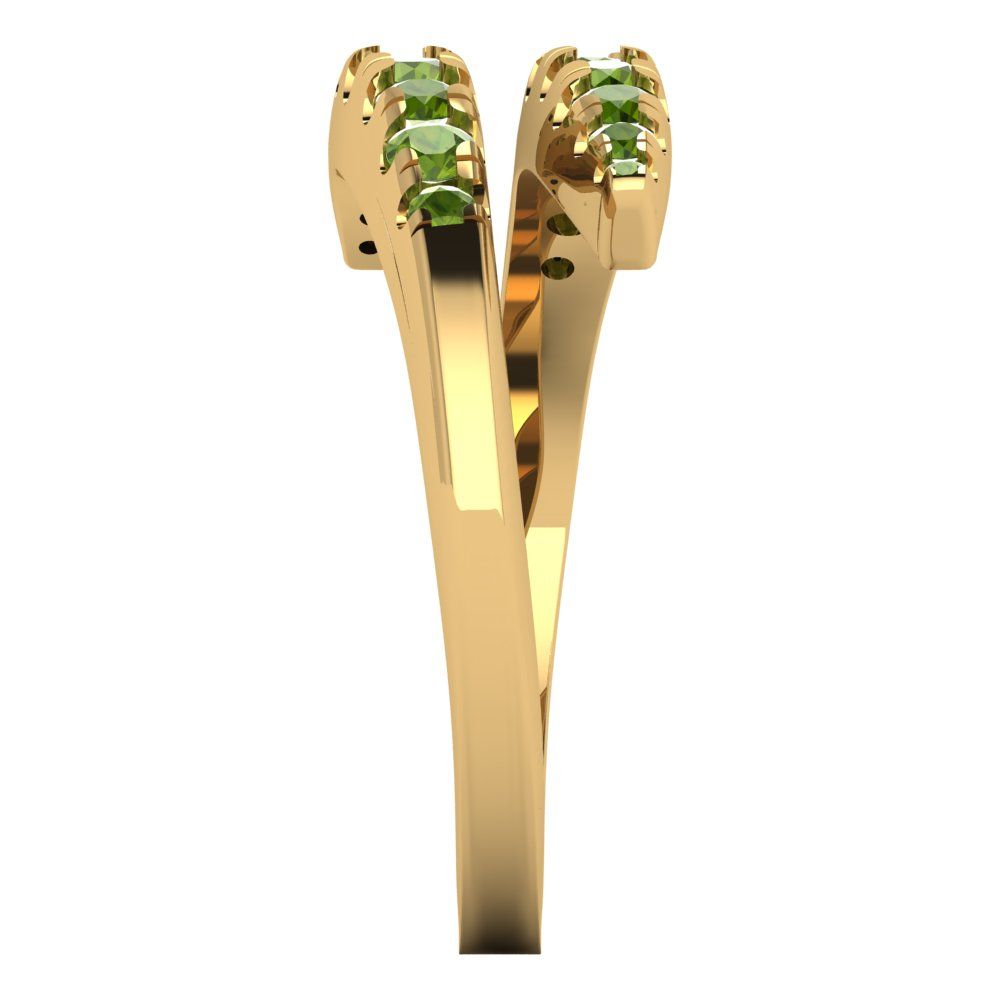 0.235 cttw Natural Peridot Round Cut Yellow Gold Eternity Wedding Band