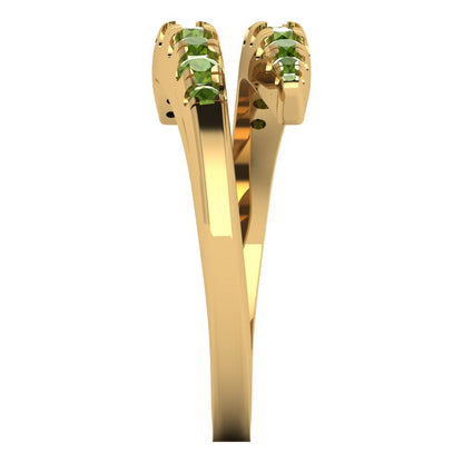 0.235 cttw Natural Peridot Round Cut Yellow Gold Eternity Wedding Band