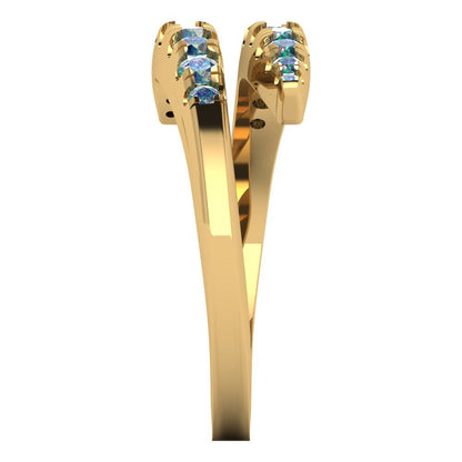 0.235 cttw Blue Moissanite Round Cut Yellow Gold Eternity Wedding Band