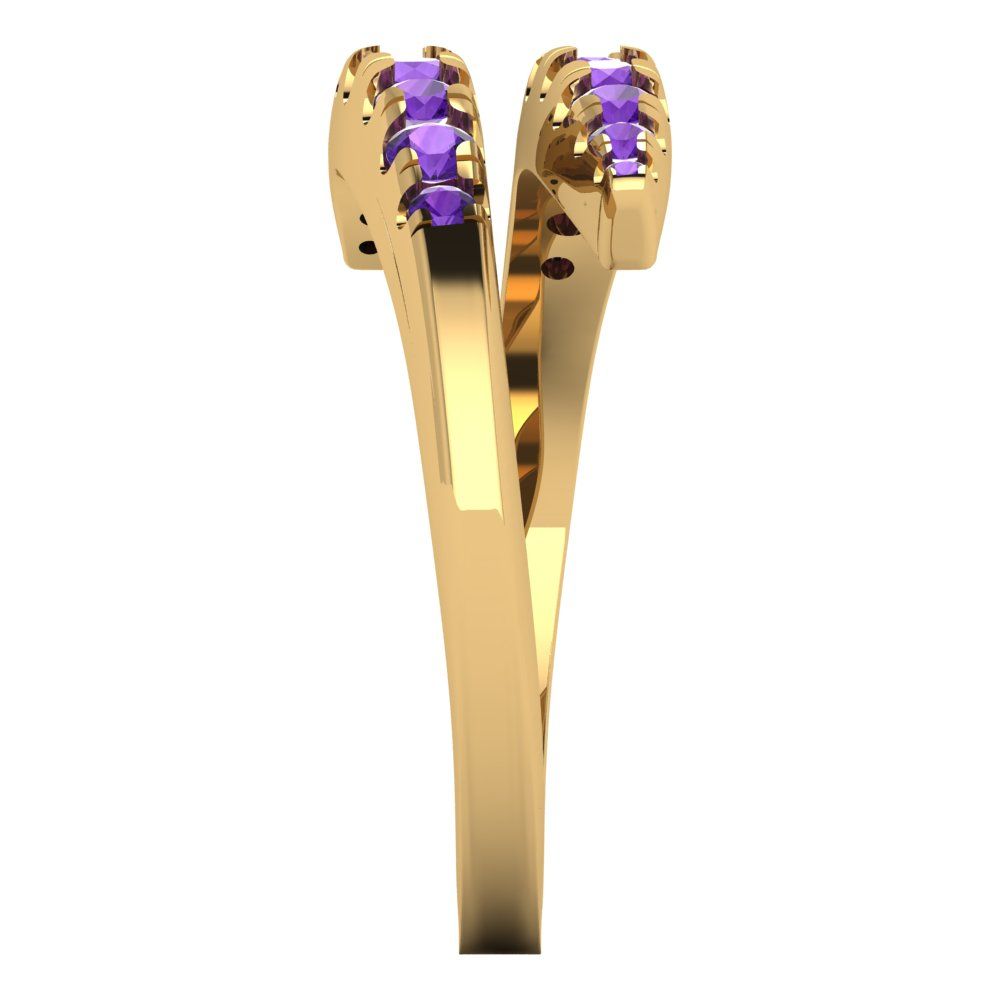 0.235 cttw Natural Amethyst Round Cut Yellow Gold Eternity Wedding Band