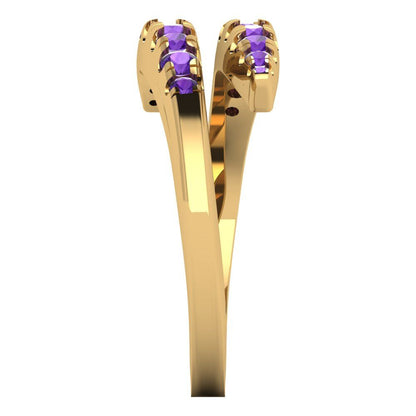 0.235 cttw Natural Amethyst Round Cut Yellow Gold Eternity Wedding Band