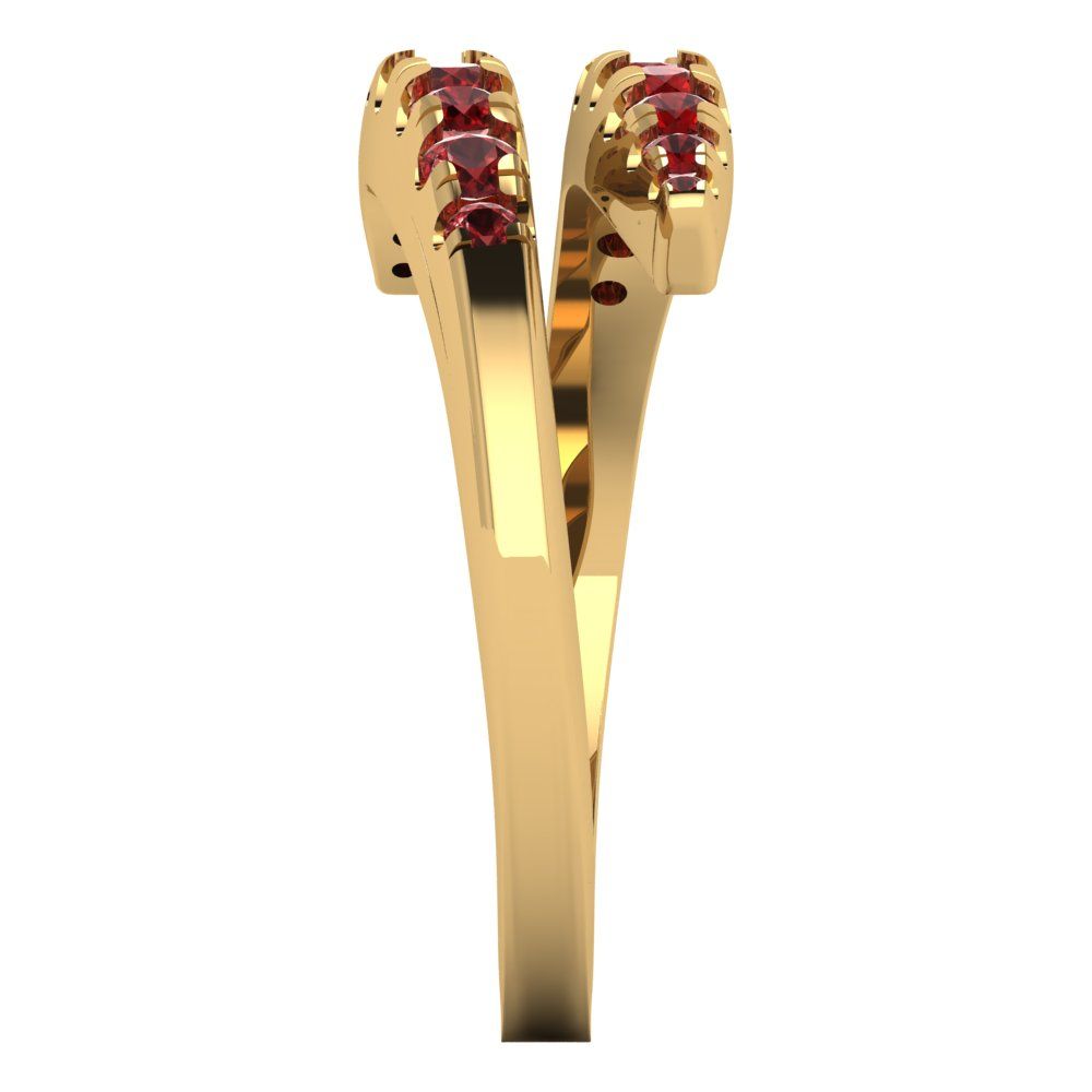 0.235 cttw Natural Garnet Round Cut Yellow Gold Eternity Wedding Band