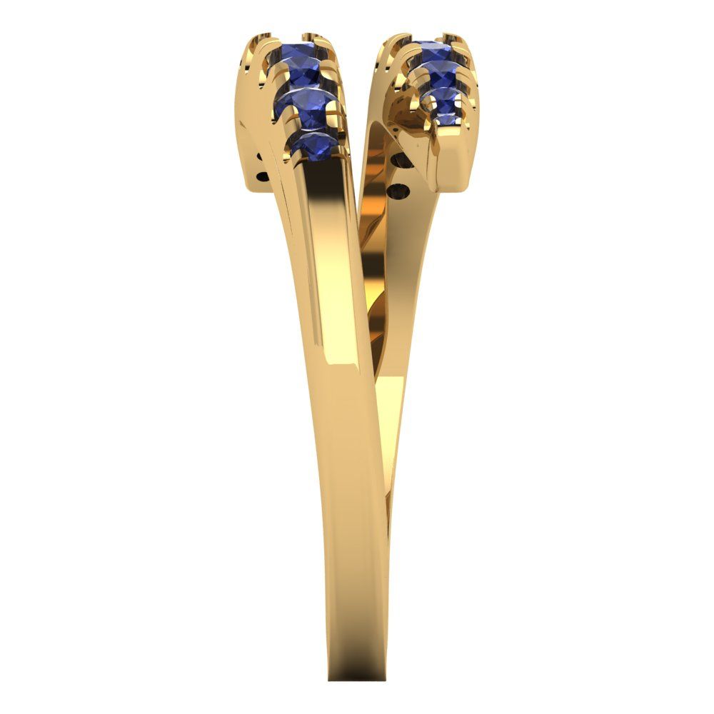 0.235 cttw Simulated Blue Sapphire Round Cut Yellow Gold Eternity Wedding Band