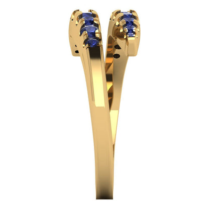 0.235 cttw Simulated Blue Sapphire Round Cut Yellow Gold Eternity Wedding Band