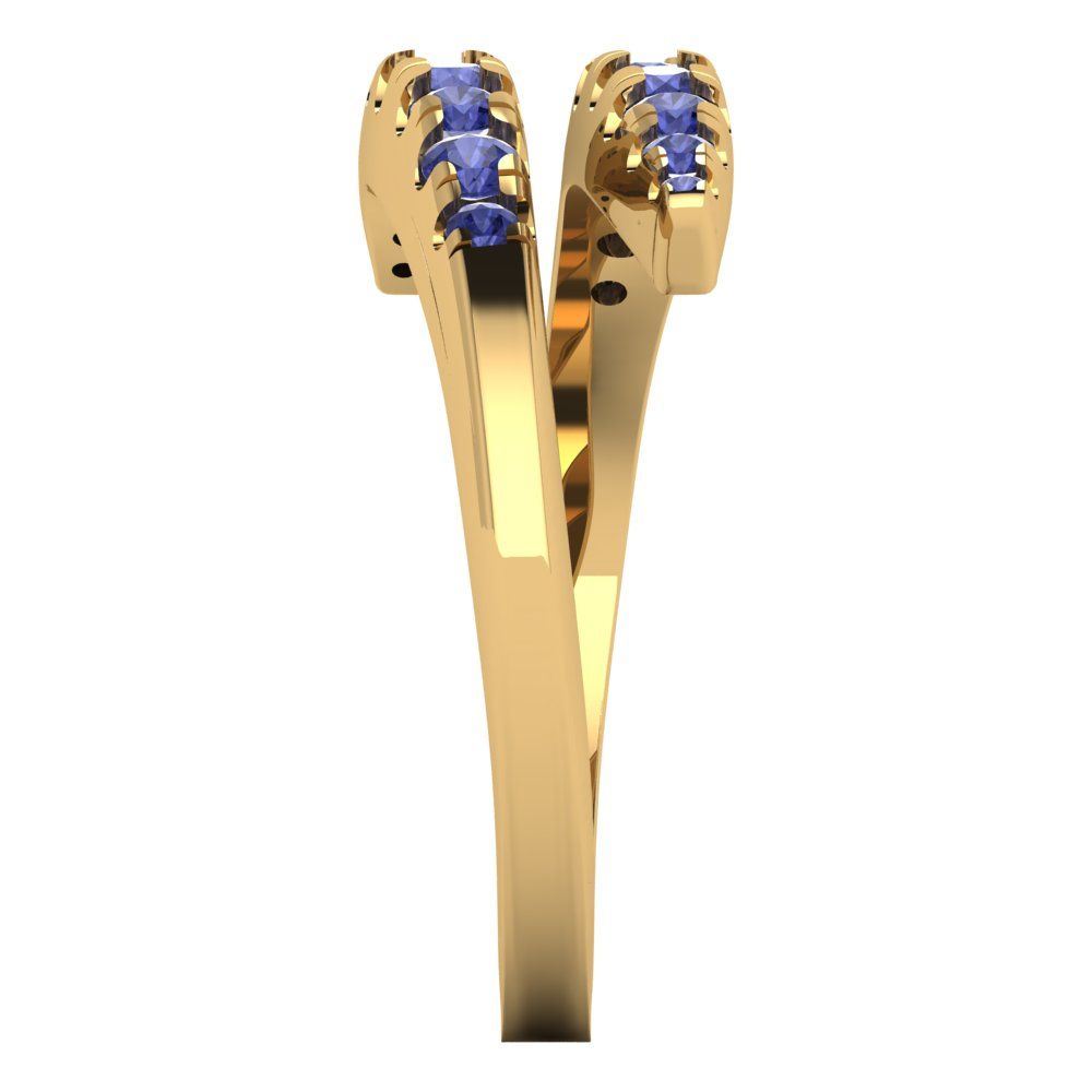0.235 cttw Simulated Tanzanite Round Cut Yellow Gold Eternity Wedding Band
