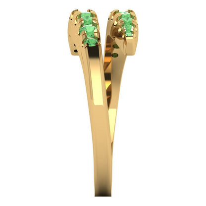 0.235 cttw Simulated Green Diamond Round Cut Yellow Gold Eternity Wedding Band