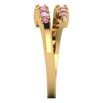 0.235 cttw Simulated Pink Diamond Round Cut Yellow Gold Eternity Wedding Band