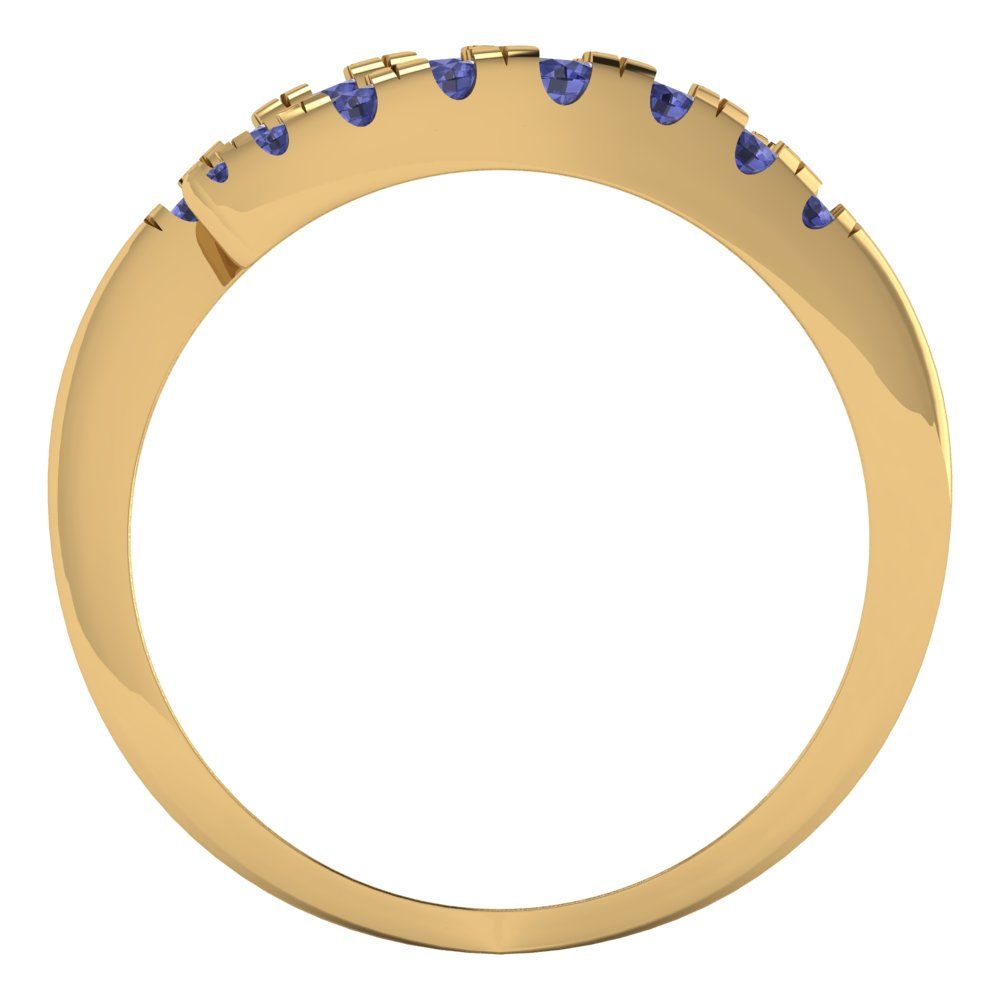 0.235 cttw Simulated Tanzanite Round Cut Yellow Gold Eternity Wedding Band