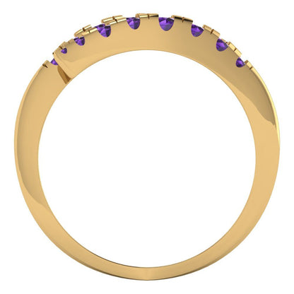 0.235 cttw Natural Amethyst Round Cut Yellow Gold Eternity Wedding Band