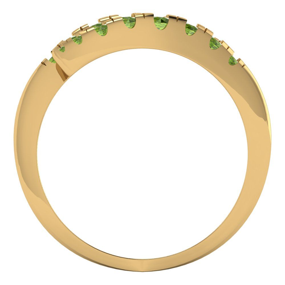 0.235 cttw Natural Peridot Round Cut Yellow Gold Eternity Wedding Band