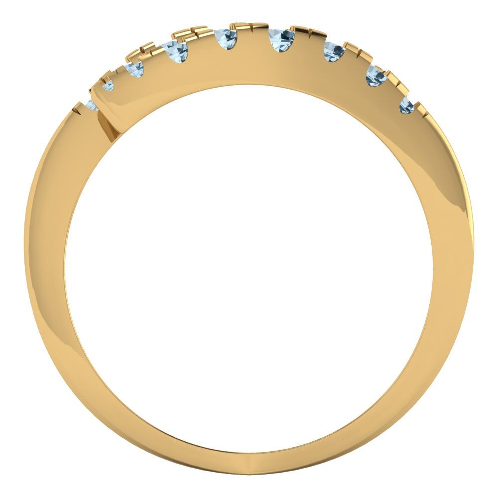 0.235 cttw Natural Swiss Blue Topaz Round Cut Yellow Gold Eternity Wedding Band