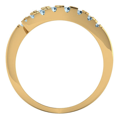 0.235 cttw Simulated Blue Diamond Round Cut Yellow Gold Eternity Wedding Band