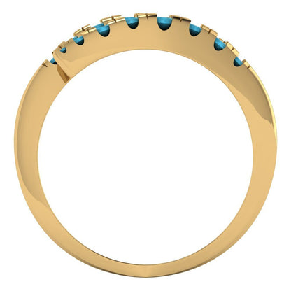 0.235 cttw Simulated Turquoise Round Cut Yellow Gold Eternity Wedding Band