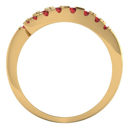 0.235 cttw Natural Garnet Round Cut Yellow Gold Eternity Wedding Band