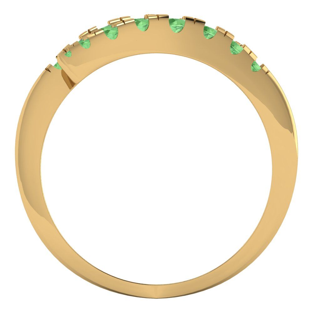 0.235 cttw Simulated Green Diamond Round Cut Yellow Gold Eternity Wedding Band