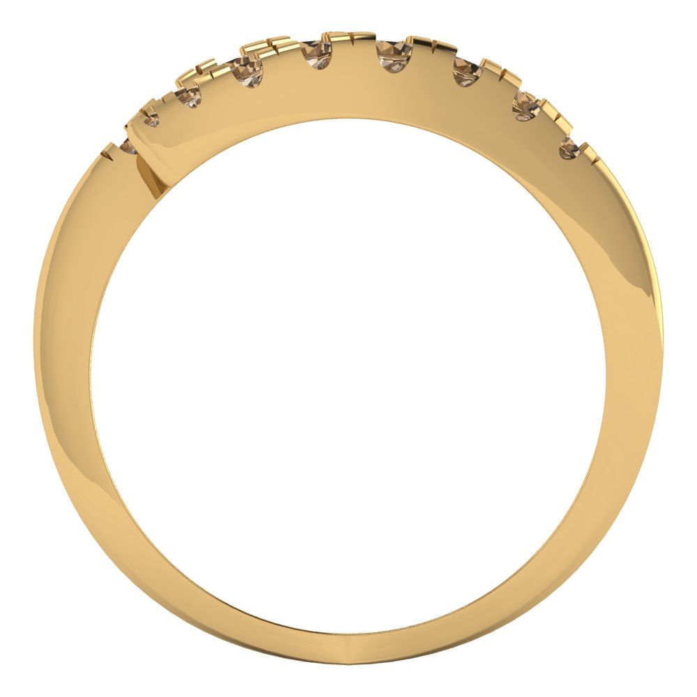 0.235 cttw Simulated Champagne Diamond Round Cut Yellow Gold Eternity Wedding Band