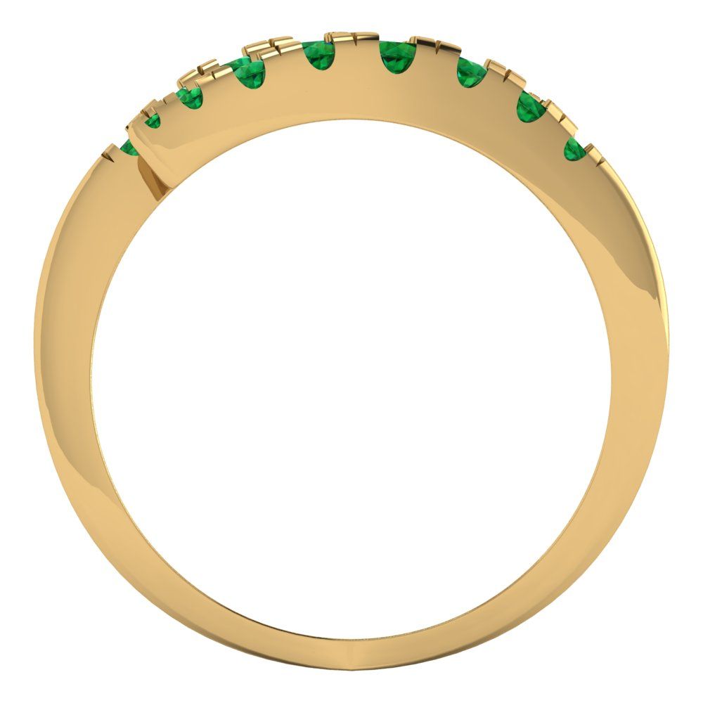 0.235 cttw Simulated Emerald Round Cut Yellow Gold Eternity Wedding Band