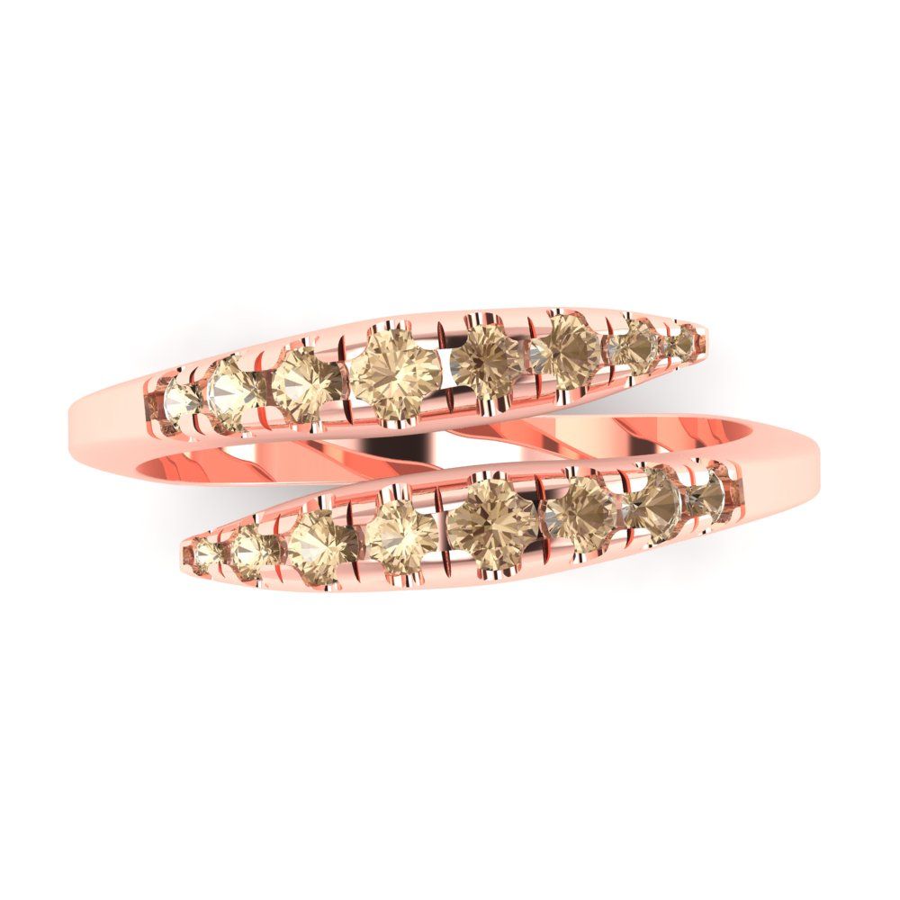 0.235 cttw Yellow Moissanite Round Cut Rose Gold Eternity Wedding Band