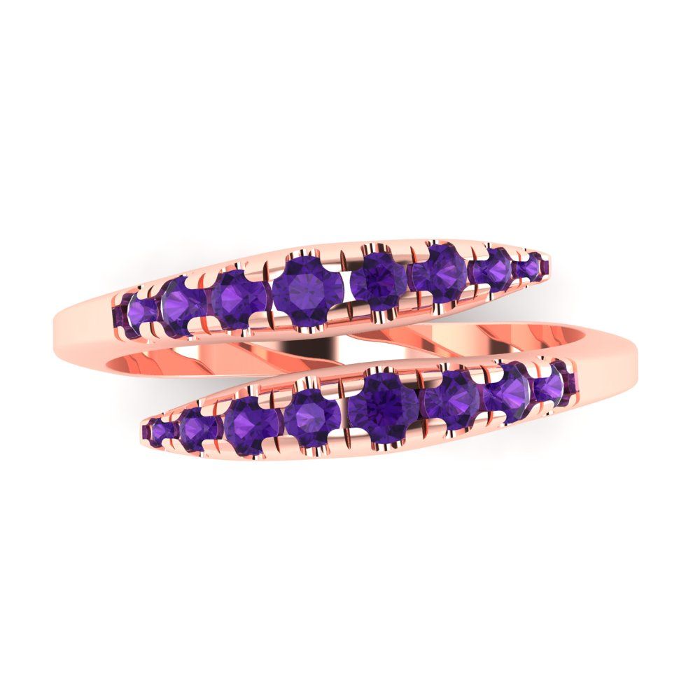 0.235 cttw Natural Amethyst Round Cut Rose Gold Eternity Wedding Band
