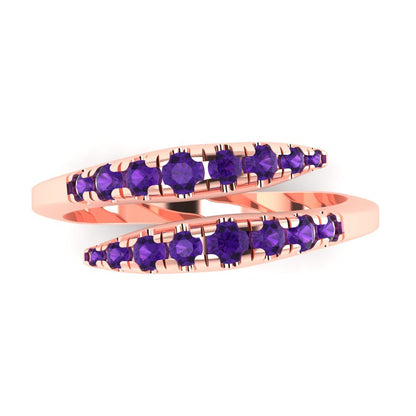 0.235 cttw Natural Amethyst Round Cut Rose Gold Eternity Wedding Band