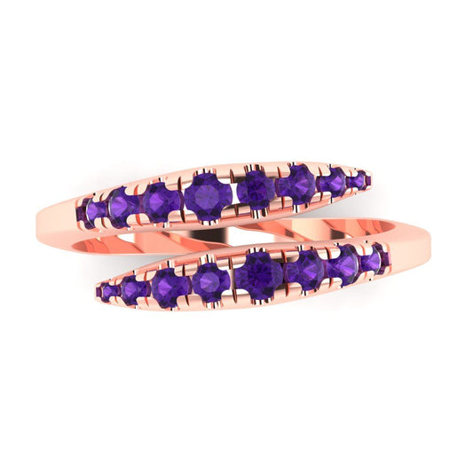 0.235 cttw Natural Amethyst Round Cut Rose Gold Eternity Wedding Band
