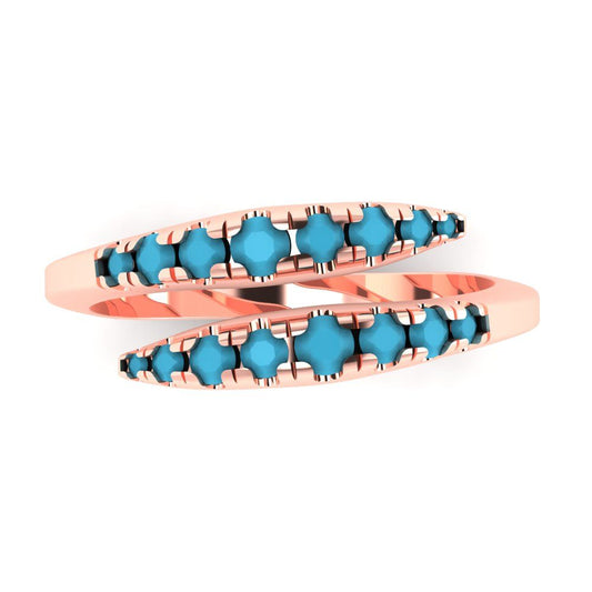 0.235 cttw Simulated Turquoise Round Cut Rose Gold Eternity Wedding Band