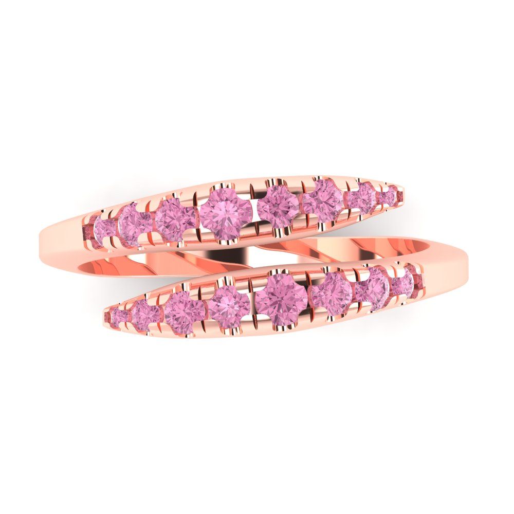 0.235 cttw Simulated Pink Diamond Round Cut Rose Gold Eternity Wedding Band