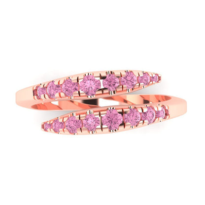 0.235 cttw Simulated Pink Diamond Round Cut Rose Gold Eternity Wedding Band