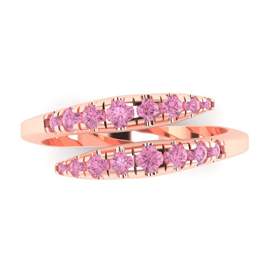 0.235 cttw Simulated Pink Diamond Round Cut Rose Gold Eternity Wedding Band