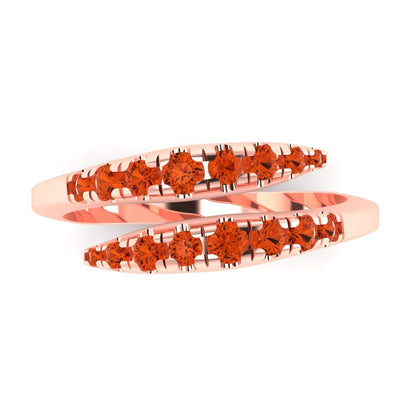 0.235 cttw Simulated Red Diamond Round Cut Rose Gold Eternity Wedding Band