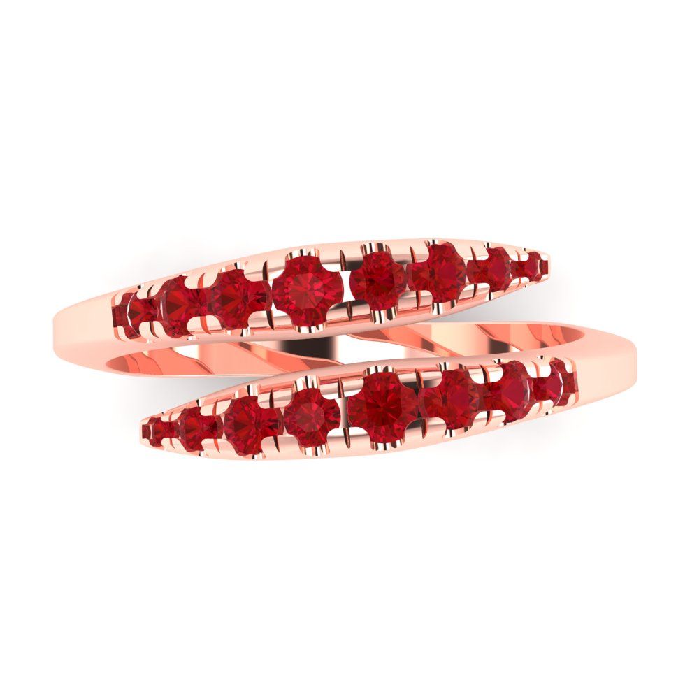 0.235 cttw Simulated Pink Tourmaline Round Cut Rose Gold Eternity Wedding Band