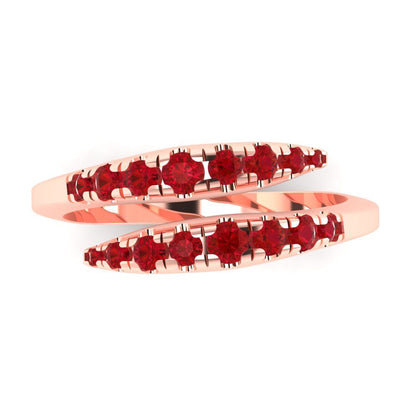 0.235 cttw Simulated Pink Tourmaline Round Cut Rose Gold Eternity Wedding Band