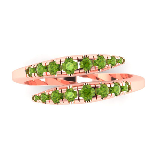 0.235 cttw Natural Peridot Round Cut Rose Gold Eternity Wedding Band