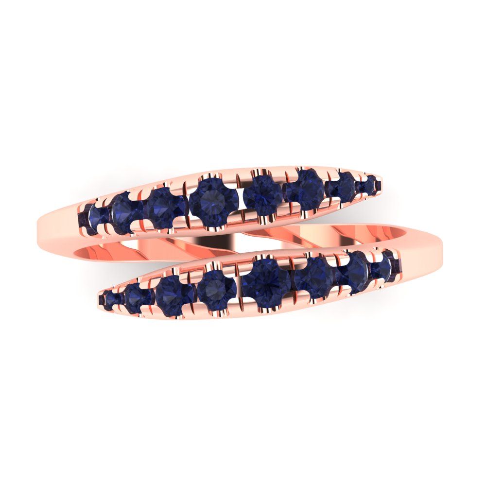 0.235 cttw Simulated Blue Sapphire Round Cut Rose Gold Eternity Wedding Band