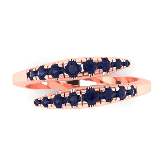 0.235 cttw Simulated Blue Sapphire Round Cut Rose Gold Eternity Wedding Band