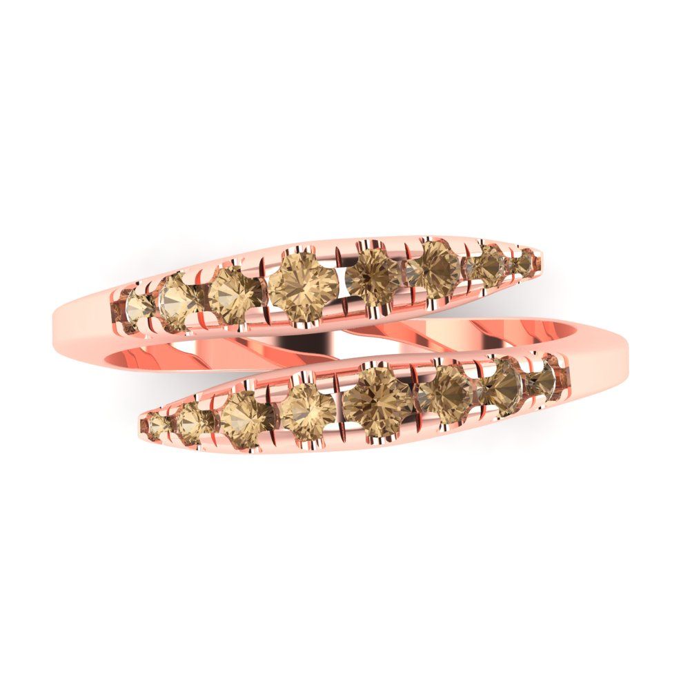 0.235 cttw Simulated Champagne Diamond Round Cut Rose Gold Eternity Wedding Band