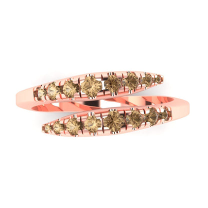0.235 cttw Simulated Champagne Diamond Round Cut Rose Gold Eternity Wedding Band