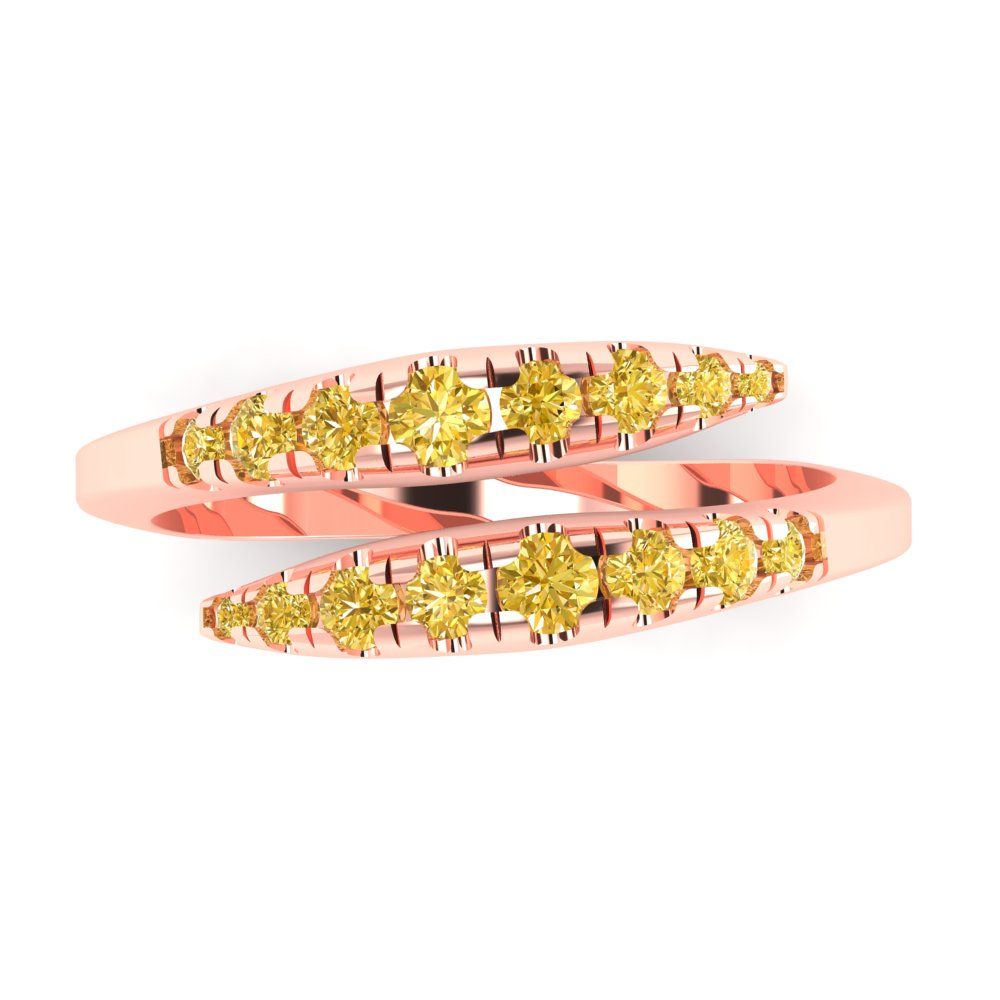 0.235 cttw Simulated Yellow Diamond Round Cut Rose Gold Eternity Wedding Band