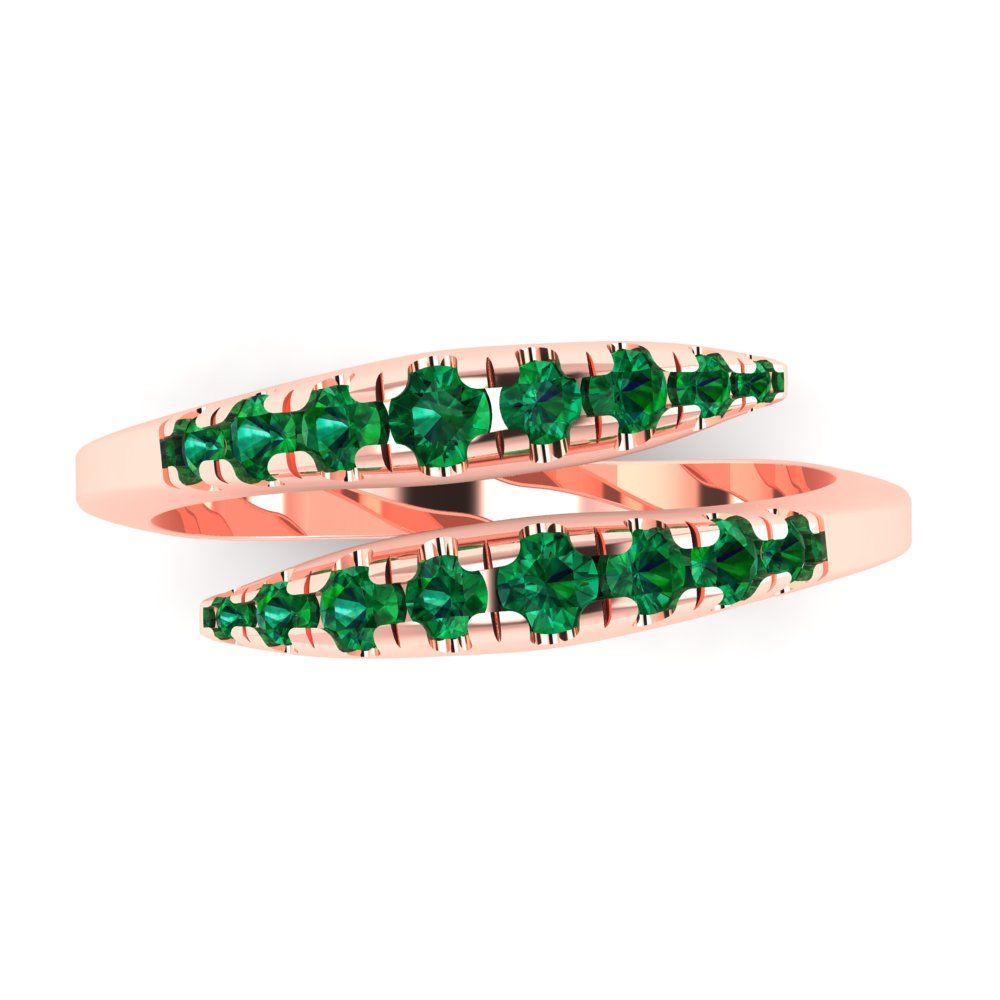 0.235 cttw Simulated Emerald Round Cut Rose Gold Eternity Wedding Band