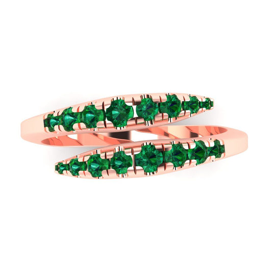 0.235 cttw Simulated Emerald Round Cut Rose Gold Eternity Wedding Band