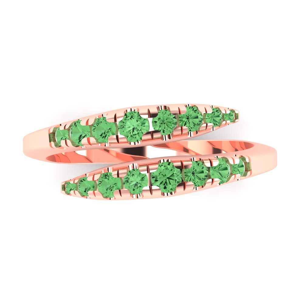 0.235 cttw Simulated Green Diamond Round Cut Rose Gold Eternity Wedding Band